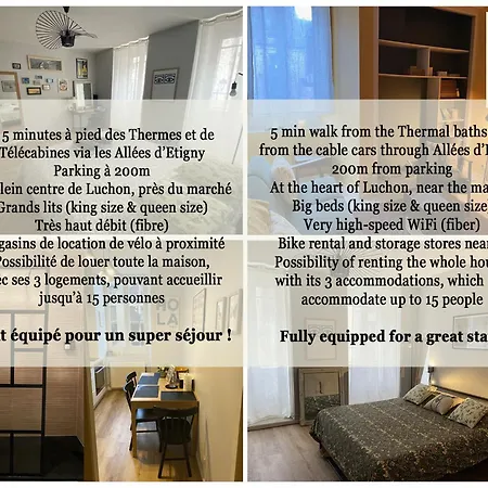 Apartamento Maison Germès - Central&standing - Traversants - Lits 180 King Size - Linge De Lit Et De Toilette Inclus - Parking à Proximité Bagnères-de-Luchon