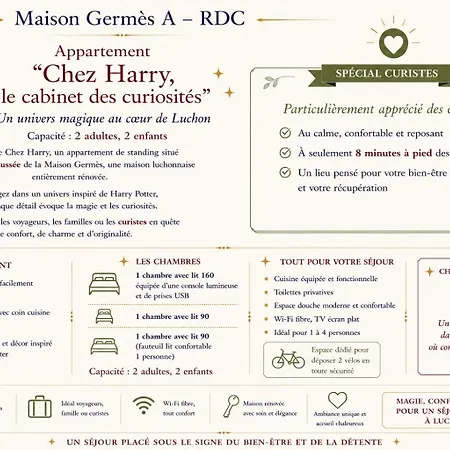 Maison Germes - Central & Standing - Cycling & Ski House In Luchon - Appartements Traversants - Lits 180 King Size - Linge De Lit Et De Toilette Inclus - Parking Et Espace Teletravail *